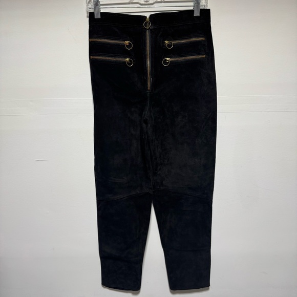 Lynn Stuart Vintage ULTRA HIGH WAISTED Black Suede Pants...